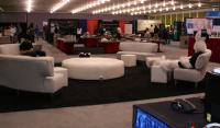 View of the spacious OSCON exhibit floor from the Haiku booth.